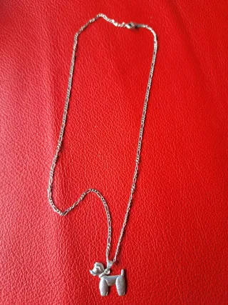 Colgante y cadena plata 925 perro caniche,artesano