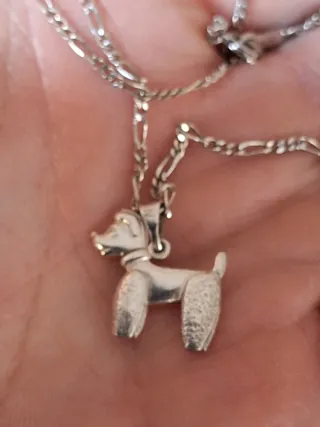 Colgante y cadena plata 925 perro caniche,artesano