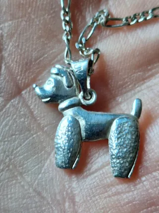 Colgante y cadena plata 925 perro caniche,artesano