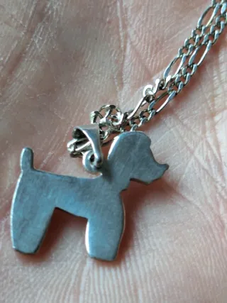Colgante y cadena plata 925 perro caniche,artesano