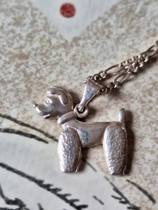 Colgante y cadena plata 925 perro caniche,artesano