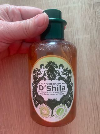 D’Shila. champú de bardana. Activador crecimiento.