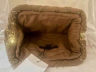 Bolso de mano Zara dorado y verde oliva