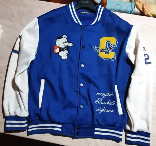 Giubbino felpato blu e bianco XXL