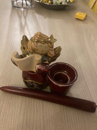 Portacandele angelo in ceramica