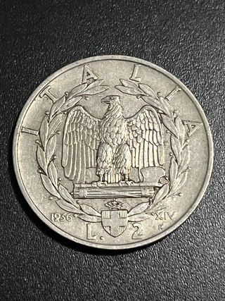 2 Lire 1936 Italia Aquila