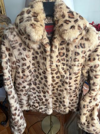 Abrigo chaqueton piel conejo animal print m-L