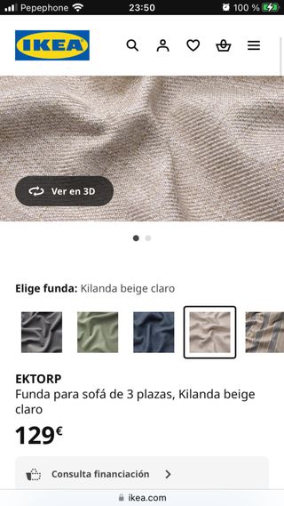 Funda Sofá 3 plazas Ektorp Ikea Beige
