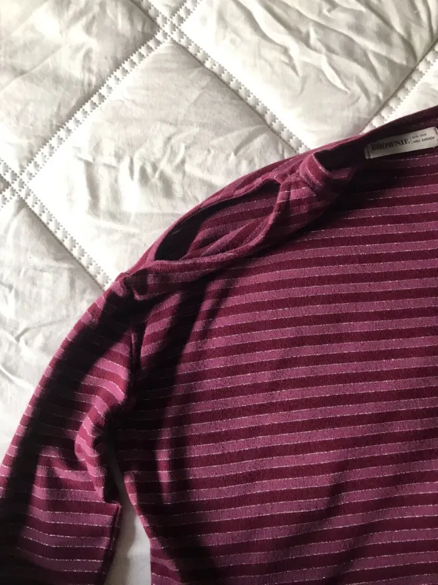 Camiseta Brownie rayas brillo morado XXS