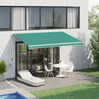 Toldo Outsunny con Braccio Articolato e Manovella, Struttura in Alluminio e Telo in Poliestere 295x245 cm Verde