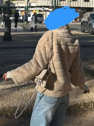 Chaquetón pelo beige talla  S