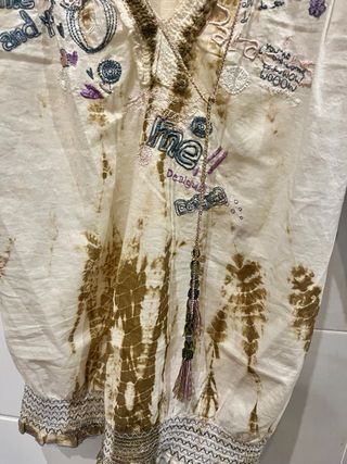 Camisa boho beige y marrón