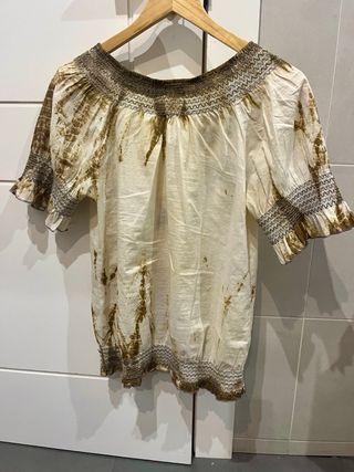 Camisa boho beige y marrón