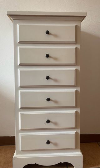 Cassettiera in legno bianca