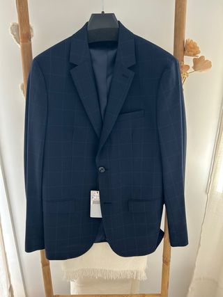 Americana de cuadros azul hombre