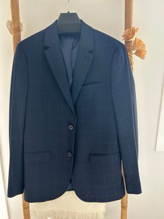 Americana de cuadros azul hombre