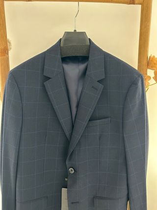 Americana de cuadros azul hombre