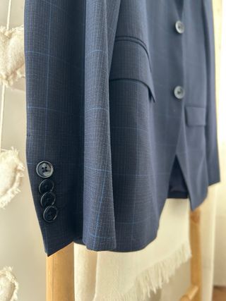 Americana de cuadros azul hombre