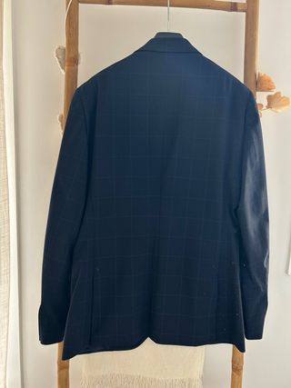 Americana de cuadros azul hombre