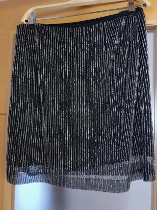 Falda mini fiesta Máxdutt negra y plateada