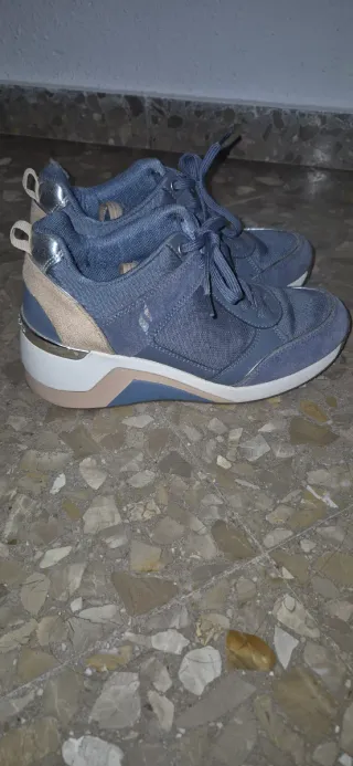 Zapatos Skechers Mujer Azul y Plata