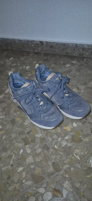 Zapatos Skechers Mujer Azul y Plata