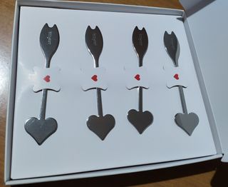 Set 4 cucchiaini nuovi cuore inox 18/10