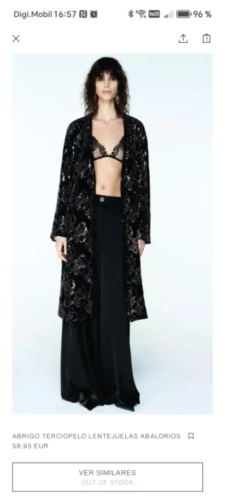 Abrigo Terciopelo Lentejuelas y Abalorios Talla S