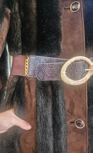 Abrigo vintage 70s francés piel sintetica M/L