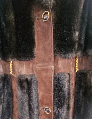 Abrigo vintage 70s francés piel sintetica M/L