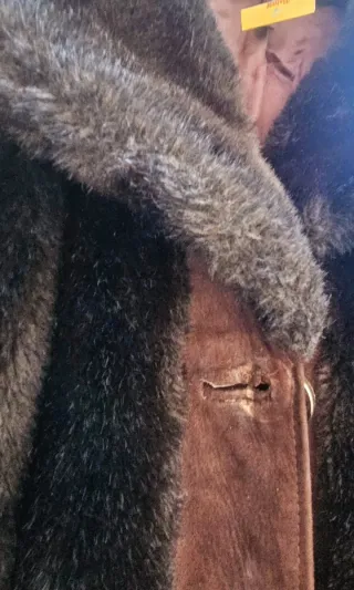 Abrigo vintage 70s francés piel sintetica M/L