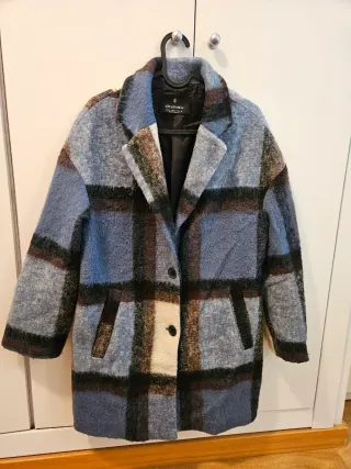 Abrigo cuadros azul talla S