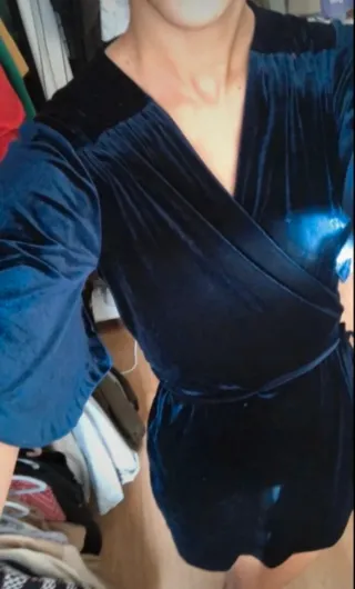 Vestido Terciopelo Azul Talla 38 Bershka