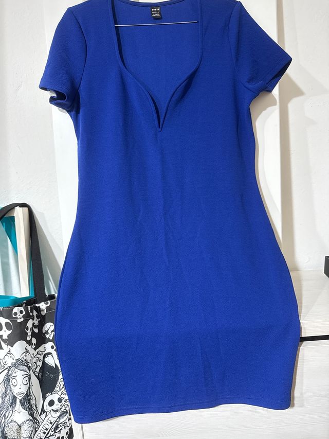 Vestido SHEIN azul escote pico talla L