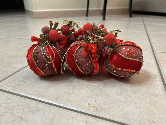 5 Palline Natalizie Rosse e Oro