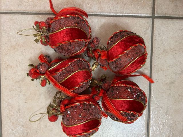 5 Palline Natalizie Rosse e Oro