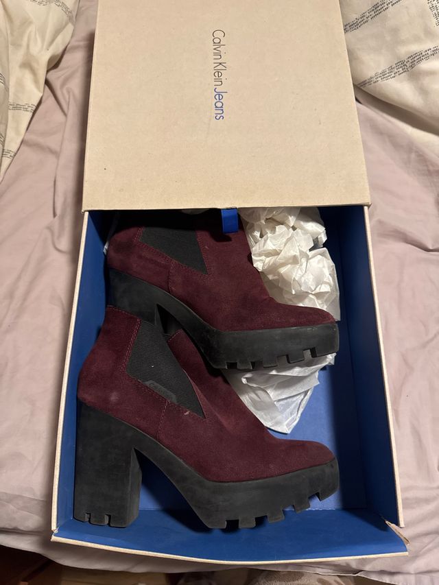 Botines Calvin Klein Jeans Negros/burdeos