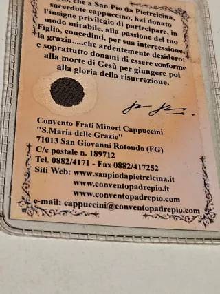 Foto Padre Pio plastificata anni 50