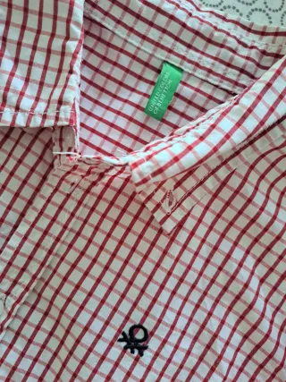 Camisa cuadros niño Benetton roja Talla 10