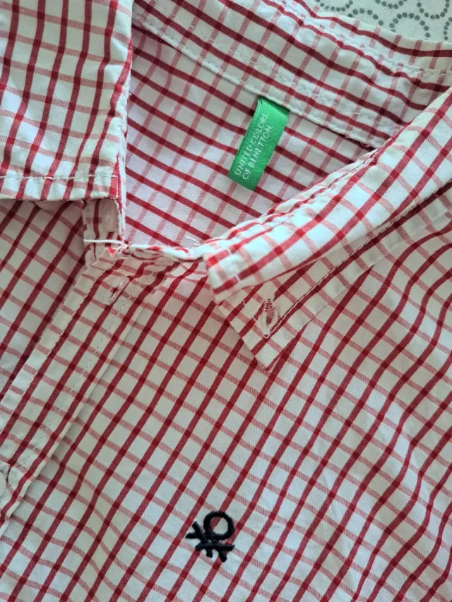 Camisa cuadros niño Benetton roja Talla 10
