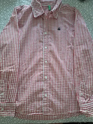 Camisa cuadros niño Benetton roja Talla 10