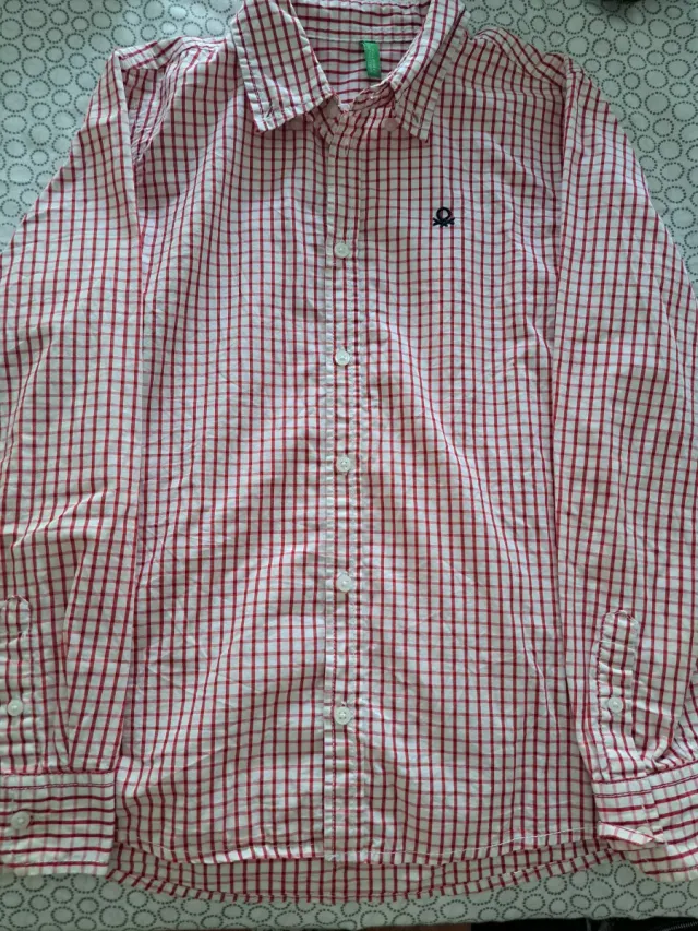 Camisa cuadros niño Benetton roja Talla 10