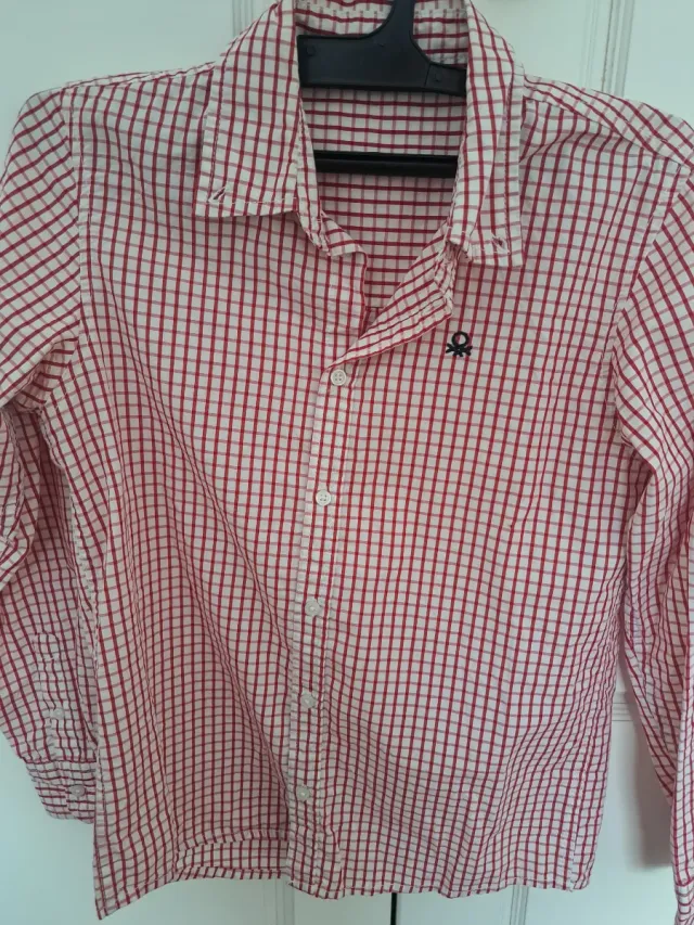 Camisa cuadros niño Benetton roja Talla 10