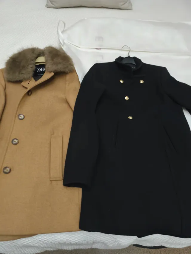 Abrigos Zara Talla XS Marrón y Negro