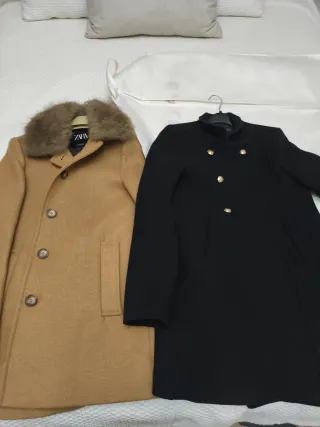 Abrigos Zara Talla XS Marrón y Negro
