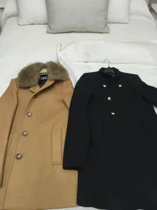 Abrigos Zara Talla XS Marrón y Negro