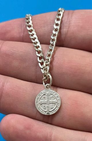 Bella Pulsera Medalla San Benito Plata De Ley 925