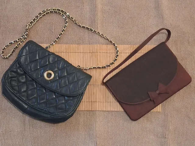 Set 2 Borsette Vintage Nere e Marroni