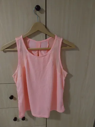 Camiseta deportiva rosa sin mangas, shein