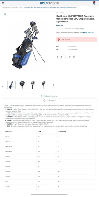 Set de palos de golf y bolsa